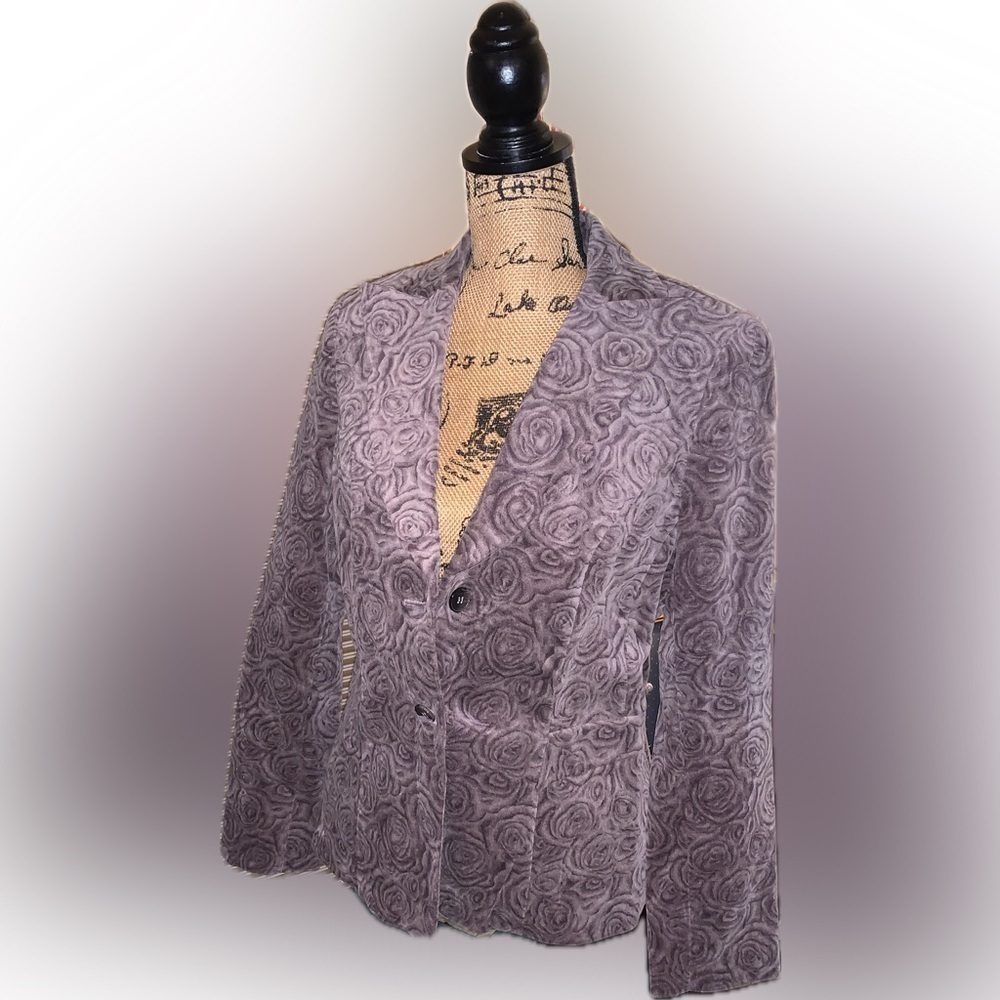 NWT Velvet Vintage Academia Jones New York Rose Floral Brown Librarian Blazer 10